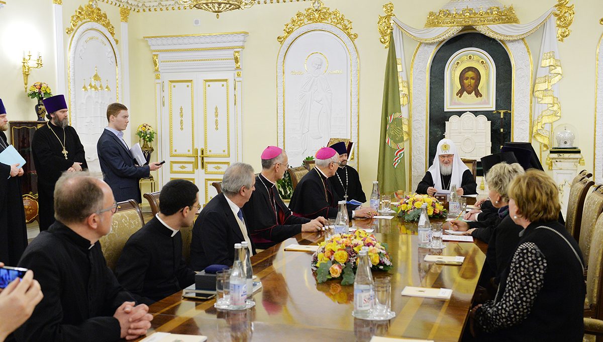 Святейший Патриарх встретился с участниками рабочей группы представителей Русской Православной Церкви и Римско-Католической Церкви Италии